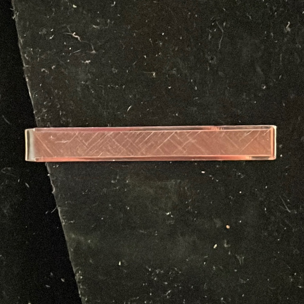 1940s vintage Art Deco Dante silver tone diamond etched checker pattern tie bar